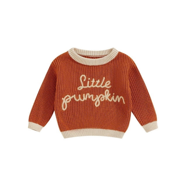 Gupgi Chandail Tricoté d'Halloween pour Bébé et Tout-Petit Garçon, Manches Longues, Col Rond, Chandail à Imprimé de Lettres, Tricot