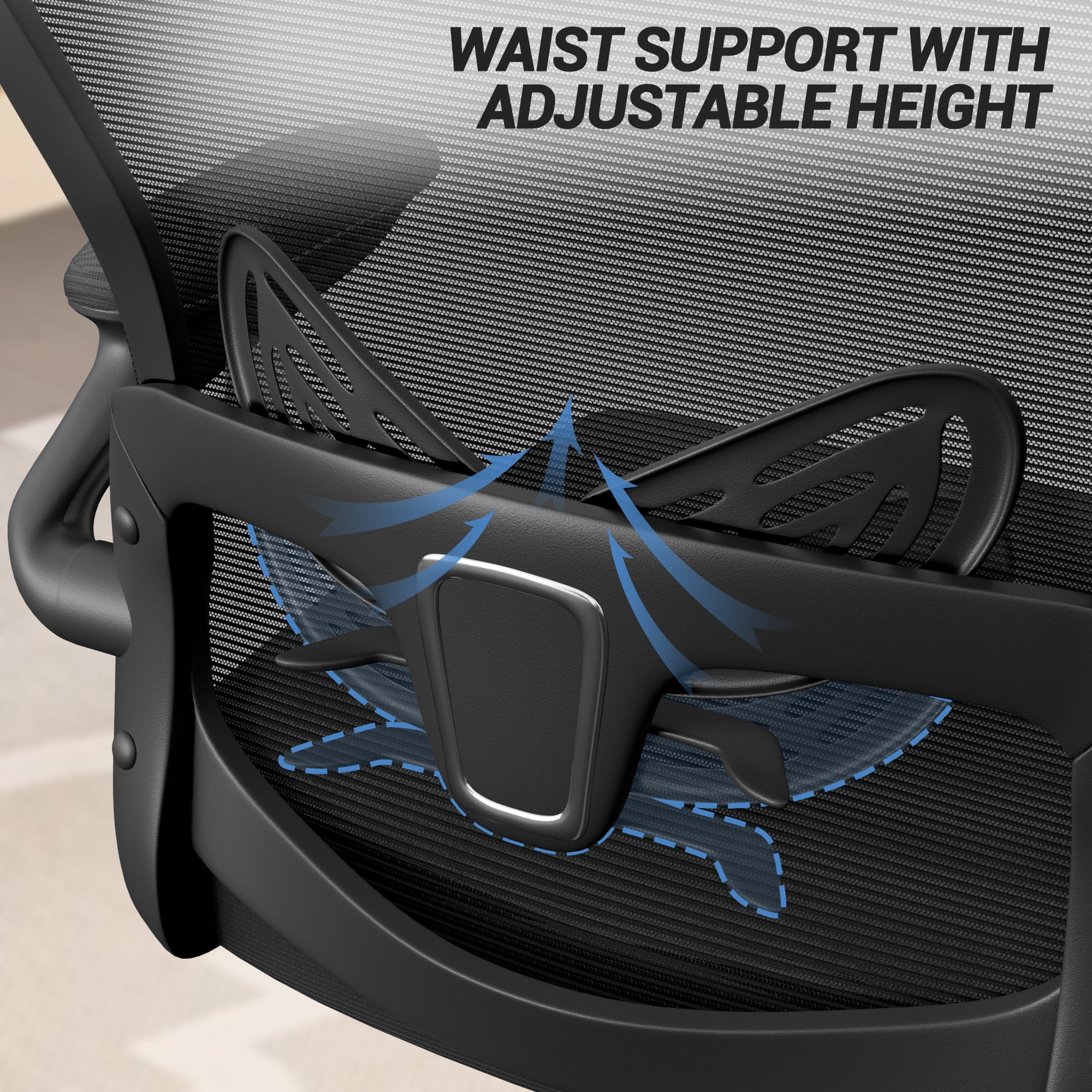 Lacoo Ergonomic Office Chair High Back Desk Mesh Chair Adjustable Lumber Support and Headrest with Flip up Armrest for Home Office, Black