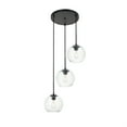 thumbnail image 3 of Baxter 3 Lights Black Pendant With Clear Glass, 3 of 5
