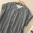thumbnail image 3 of Women's Linen Tank Tops Sleeveless Striped Button Down Shirts Curved Hem Loose Fit Casual Beach Summer Blouses (XL, Black), 3 of 6
