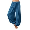 thumbnail image 2 of Lroveb Palazzo Pants for Women Plus Size,High Waisted Baggy Hippie Gypsy Boho Pants, Size Solid Color Casual Loose Pants Yoga Trousers Navy, 2 of 6