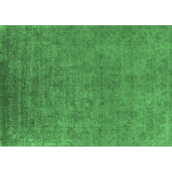 Ahgly Company Indoor Rectangle Oriental Emerald Green Industrial Area Rugs, 2' x 5'