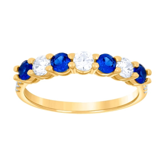 14k Yellow Gold Womens Blue White Cubic Zirconia Half Eternity Ring 3.5x3.5mm Wide Eternity Ring for Women