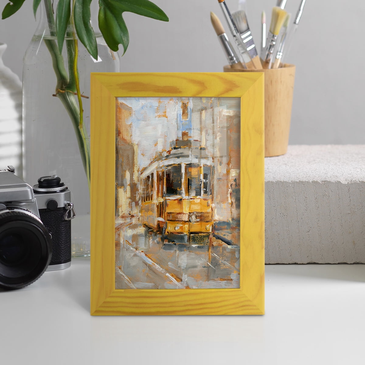Day Trolley II - Framed Print w/glass - Sunflower Yellow