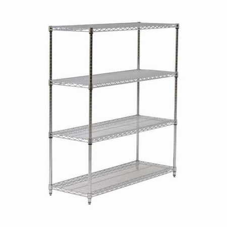 Wire Shelving Unit, 18"D x 42"W x 74"H, 4 Shelves, Chrome 45VX74