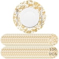 thumbnail image 1 of 100 manteles individuales desechables para mesa de comedor, redondos dorados de 33 cm, manteles individuales dorados para decoración de bodas, cumpleaños, cenas y fiestas., 1 of 6
