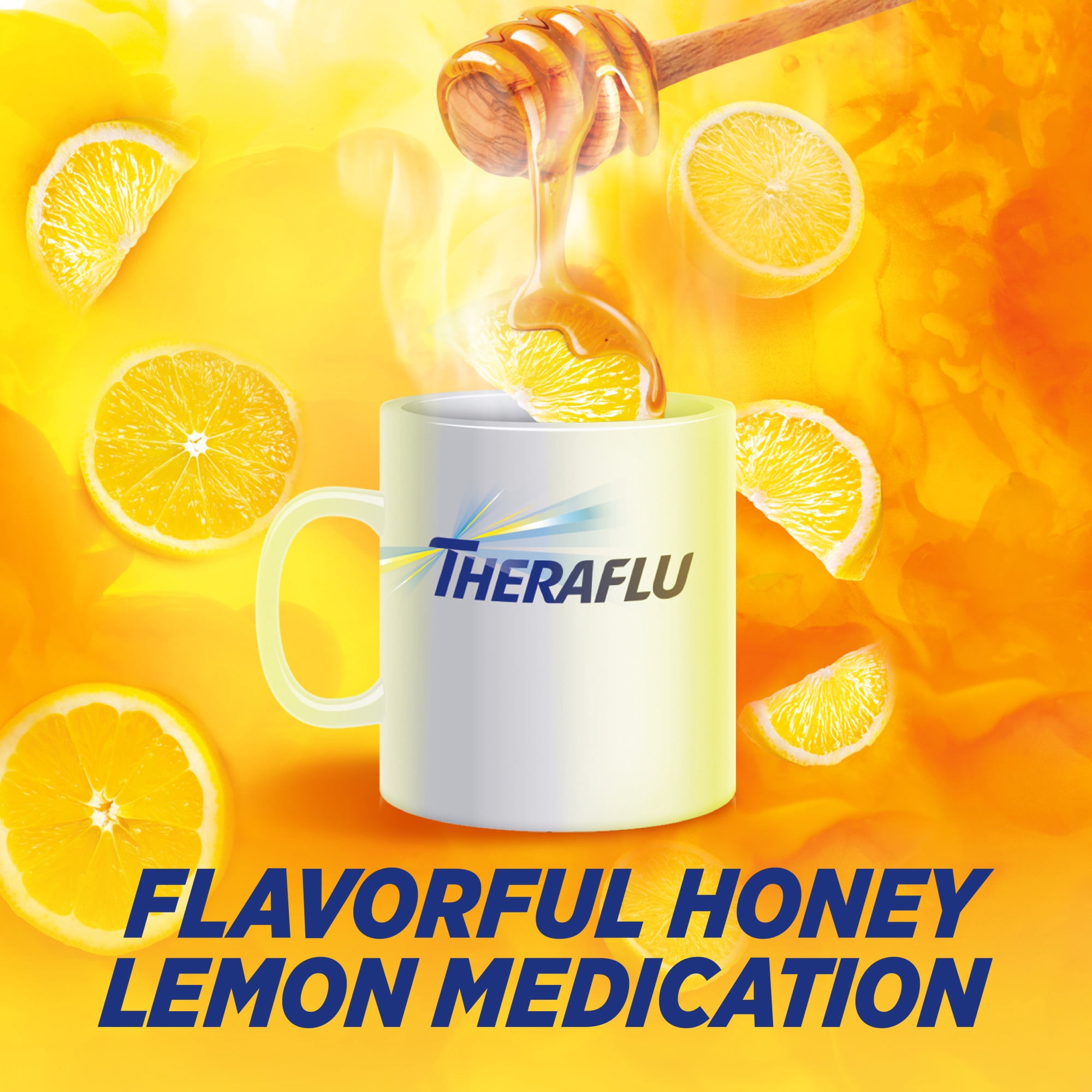 (3 pack) Theraflu Severe Cough Cold and Flu Nighttime Relief Medicine Powder, White Tea and Honey Lemon, 6 Count