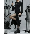 thumbnail image 6 of Cenuakty Women Long Bodycon Dress Dark Style Gothic Solid Color Cutout Long Bat Sleeve Dress High Slit Fall Party Dress, 6 of 9