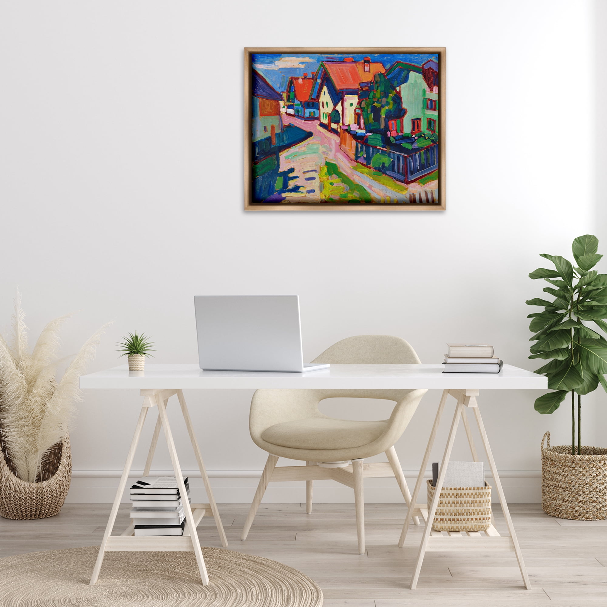 Stupell Industries Kandinsky Murnau Landscape Scenic & Cityscapes Painting Brown Floater Framed Canvas Art Print Wall Art, 31 x 25