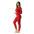 thumbnail image 2 of #followme Women's Thermal Henley Onesie - Soft and Cozy Union Suit for Winter Sleepwear and Lounging (Red, X-large), 2 of 3