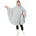 thumbnail image 3 of PAVILIA Angel Wrap Hooded Blanket Poncho, Wearable Blanket Throw Wrap Poncho for Women Adult, Cozy Fluffy Sherpa Fleece Shawl Cape with Hood pockets, Warm Gift for Mom Wife, Light Gray, 3 of 10