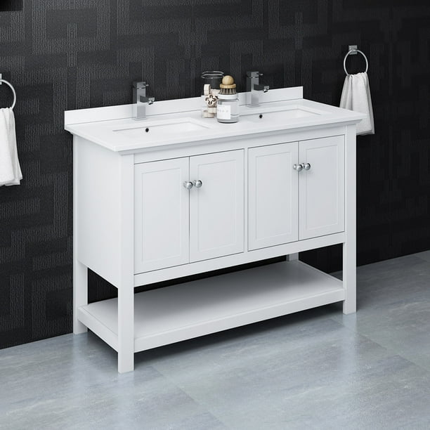Fresca Fcb2348 D U Cambria 48 Free Standing Double Basin Vanity Set White Com Fresca Fcb2348 D U Cambria 48 Free, 48 In 3 Double Sink Vanity