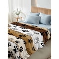 thumbnail image 4 of Brown Paw Print Twim Size Flat Sheet, Wrinkleproof & Fadeproof Cooling Flat Bed Sheet Only, Vintage Farmhouse Country Wooden Grain Breathable Soft Bedding Top Sheets 66 x 96 Inches, 4 of 8