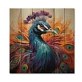 thumbnail image 3 of Designart "Fauvist Peacock Fauvism Red Peacock" Animals Print on Natural Pine Wood, 3 of 5