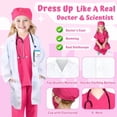 thumbnail image 3 of Doctor Costume for Kids - Scrubs, Stethoscope, Lab Coat - Halloween Costume, Professional Day Costume for Girls 3-12 Years 7-8 Years 7-8 Years Rose, 3 of 5
