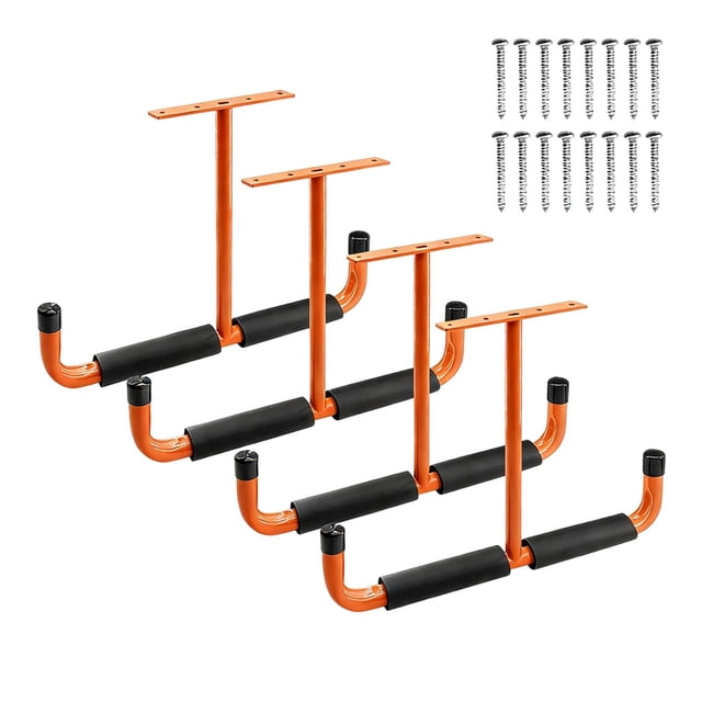 Flynix 4 Pieces Overhead Garage Storage Hook Display Rack Utility Hanger,Ceiling Hanger orange