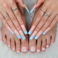thumbnail image 4 of YTTAL Buy 2 Get 1 Free! 24-48Pcs Wine Red French Tip Press On Nails, Nude Medium Coffin False Nails Hand and Toe Set, Glossy Acrylic Fake Nails with Jelly Glue Nail File, 4 of 17