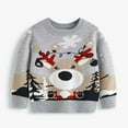 thumbnail image 2 of SERTG Boys and Girls Christmas Knit Sweater Holiday Cute Print Round Neck Cozy Warm Pullover Fall Winter Tops for Children 4-12 Years(Gray#4,6 Years), 2 of 6