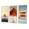 thumbnail image 3 of Designart "Minimal Beach House in Orange I" Beach Framed Wall Art Set Of 3 - Blue Coastal Beach Frame Canvas Set For Living Room Decor, 3 of 6