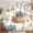 Orange Blue, variant on Fall Gnomes Shower Curtain, Autumn Maple Leaf Pumpkin Harvest Thanksgiving Fabric Shower Curtain, Fabric Rustic Farmhouse Fall Shower Curtain Set for Bathroom with 12PCS Hooks,70X70IN