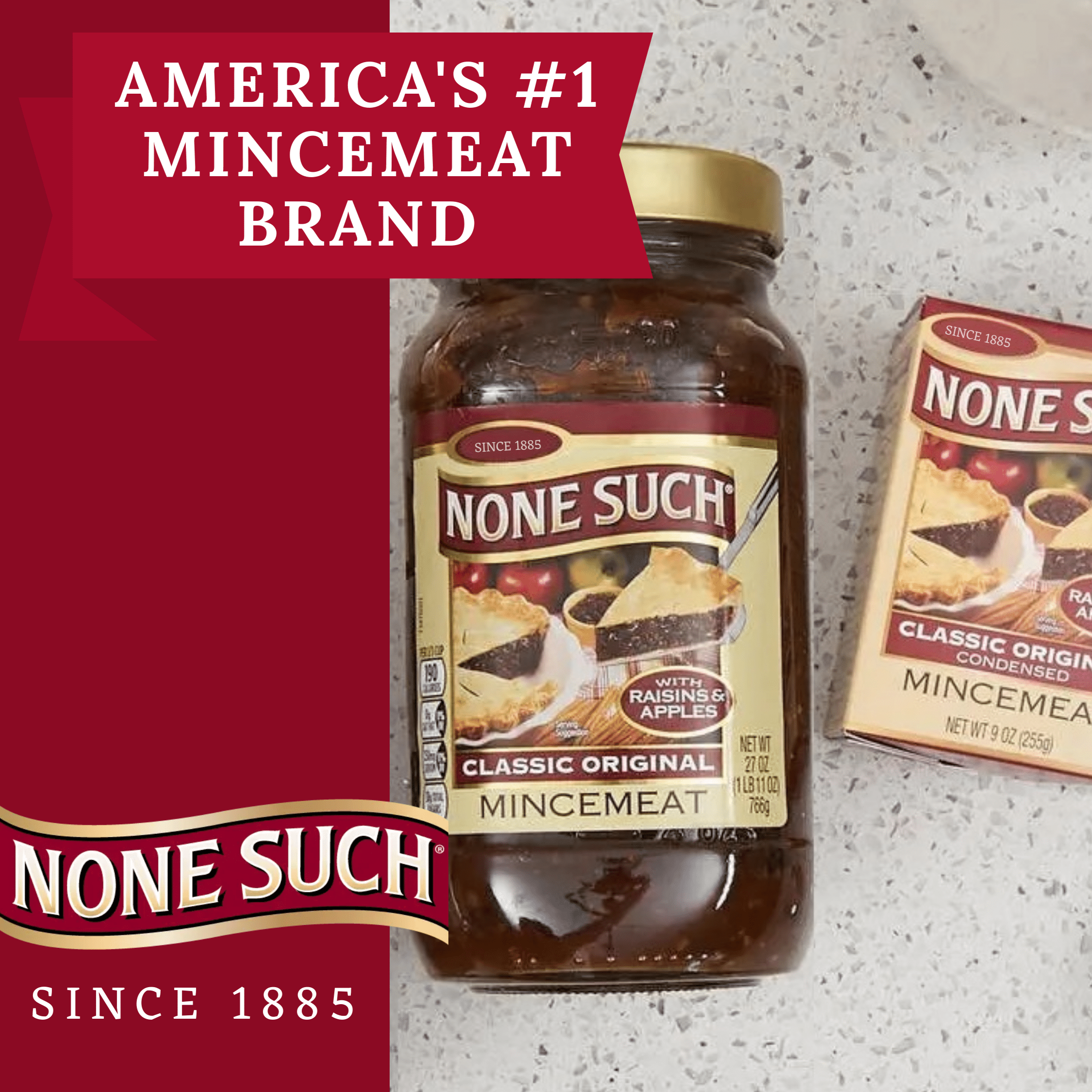 (2 pack) None Such Classic Original Mincemeat Pie Filling, with Raisins and Apples, 27 oz Jar