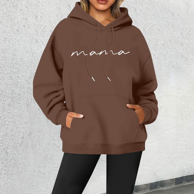 TINZ 2024 Nouveau Chandail à Col Rond Imprimé Lettres pour Femmes, Chandail à Manches Longues de Rue, Chandail à Capuche à Fermeture Éclair, Chandail à Capuche Tendance pour Adolescentes