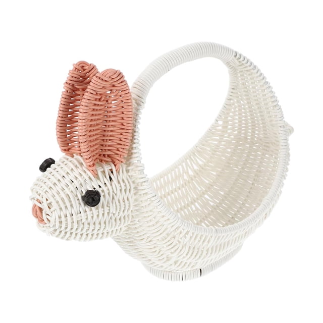 Cesta de Pascua con asa, cesta tejida de conejo de Pascua, huevos decorativos, cesta de dulces Estilo A