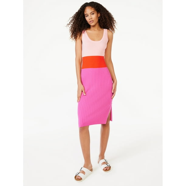 Free Assembly Women's Sleeveless Ribbed Midi Sweater Dress, Lightweight