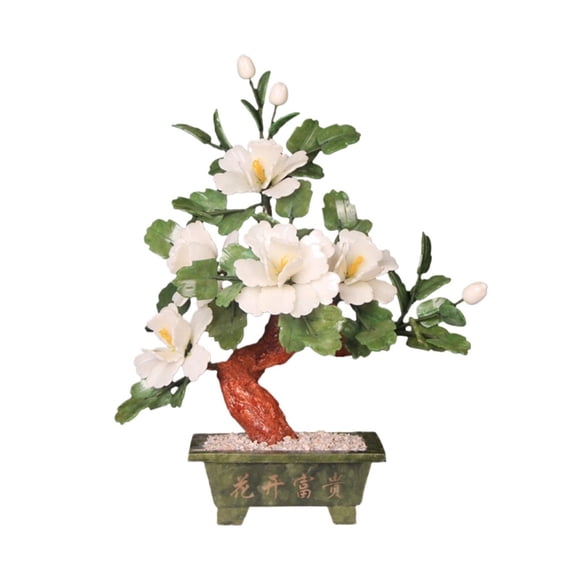 Chinese Style Decoration Jade Peony Bonsai Ornament Office Potted Plant