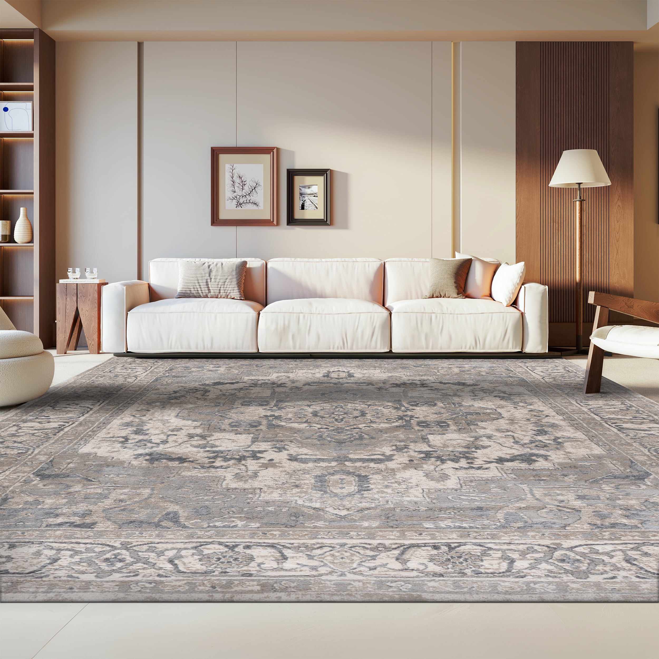 SAFAVIEH Brentwood Dimas Oriental Area Rug, Ivory/Gray, 9' x 12'