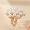 thumbnail image 6 of Bollywood Style Big Luxury Fashion Statement Adjustable Kundan Flower Finger Ring For Women, 6 of 7