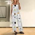 thumbnail image 2 of Dyegold Jumpsuits for Women Casual, Womens Rompers And Jumpsuits Geometric Print Color Block Casual Summer Bibs Long Pants Sleeveless ​Square Neck ​Rompers, 2 of 6