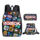 thumbnail image 3 of Conjunto de tres piezas de bolso escolar Roblox con impresión 3D, juego que rodea a los estudiantes de escuela primaria y secundaria, mochila, bolso para bolígrafo, alta calidad, 3 of 4