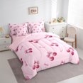 thumbnail image 3 of Feelyou Bowknot Cherry Child Twin Bedding Sets 7-Piece, Girly Pink Ribbon Bow Bedding Comforter Set, Kawaii Cute Cartoon Reversible Sheet Sets, Ultra Soft Home Decor, 3 of 7