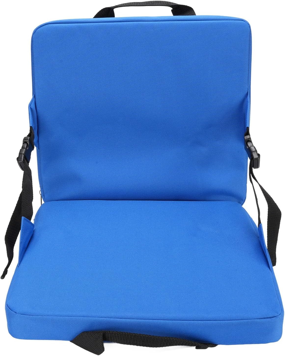 Folding Stadium Seat With Back Support - Padded Bleacher Chair, Mesh Pocket & Carry Strap (Dark Blue)