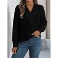 thumbnail image 4 of Blusa Plisada de Larga con Cuello en V para Mujer, Ideal para Oficina Negro S, 4 of 8