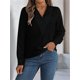 thumbnail image 4 of Blusa Plisada de Larga con Cuello en V para Mujer, Ideal para Oficina Negro L, 4 of 8