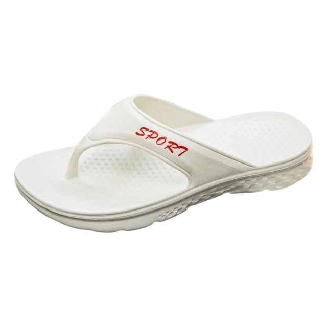 Men's Flip Flops with Arch Support Comfortable Non Slip Beach Sandals Water-proof Walking Slides for Pool White Size 9