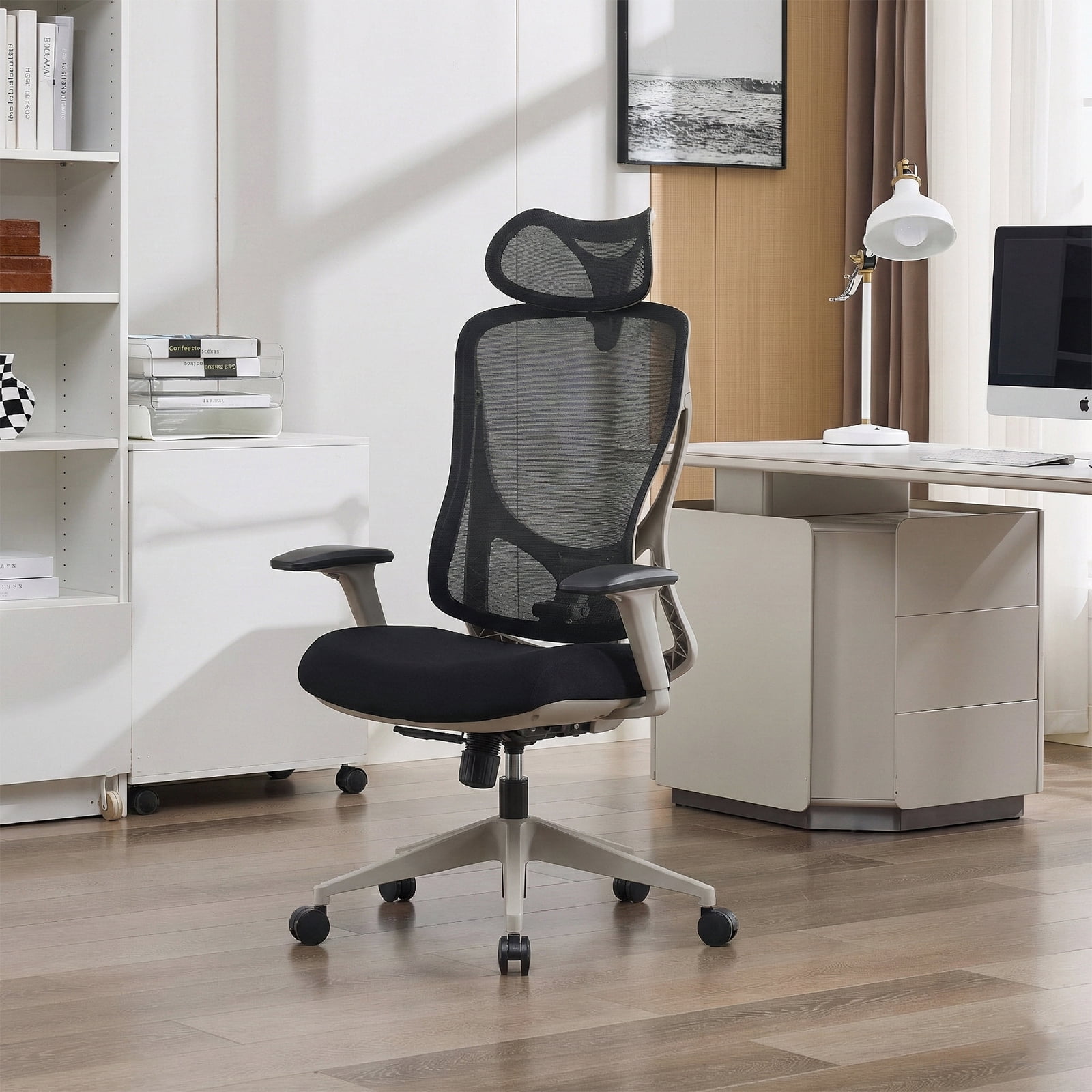 Nouhaus Apertura Ergonomic High Back Office Chair, Mesh Desk Chair with 3D Armrests and Dynamic Lumbar Support, Gray