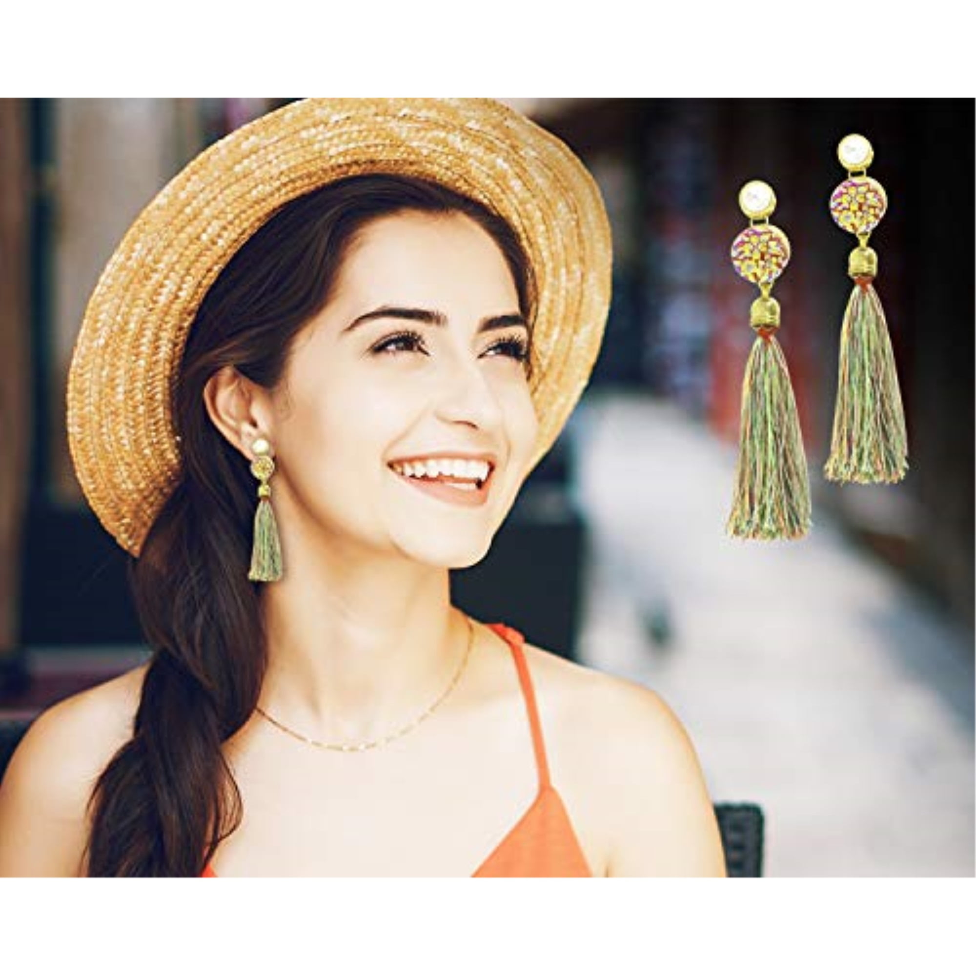Fashion Fan-shape Gold Plated Alloy Button Thread Drop Dangle Earrings For Women 