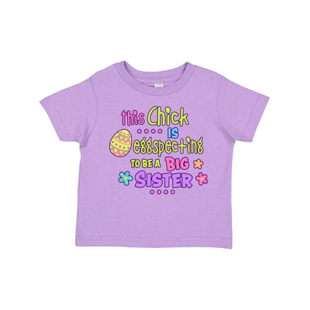 

Inktastic This Chick is Eggspecting to Be a Big Sister with Egg and Flowers Gift Toddler Toddler Girl T-Shirt