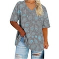 thumbnail image 2 of FDGIU Women's Plus Size Summer Tunic Tops 2025 - Soft V-Neck Short Sleeve Blouse, Loose Fit Flowy Casual Shirts, 2 of 4