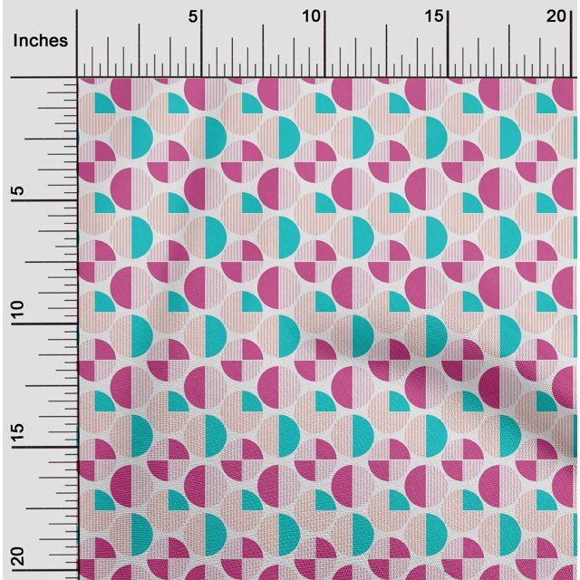 oneOone Viscose Chiffon Fabric Circle Geometric Print Fabric By Yard 42 Inch Wide