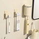 thumbnail image 3 of Soporte para el portacepillos de dientes en la pared, plástico crema, sin taladros, contiene 4 cepillos y un vaso, agujeros de drenaje, organizador de baño que ahorra espacio, 3 of 9