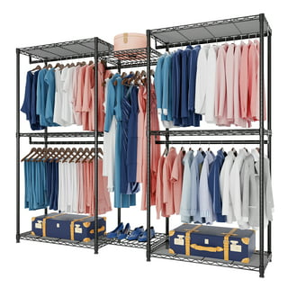 Oumilen Wall Mounted Clothes Rack with Hanging Rod, Metal, Black ...