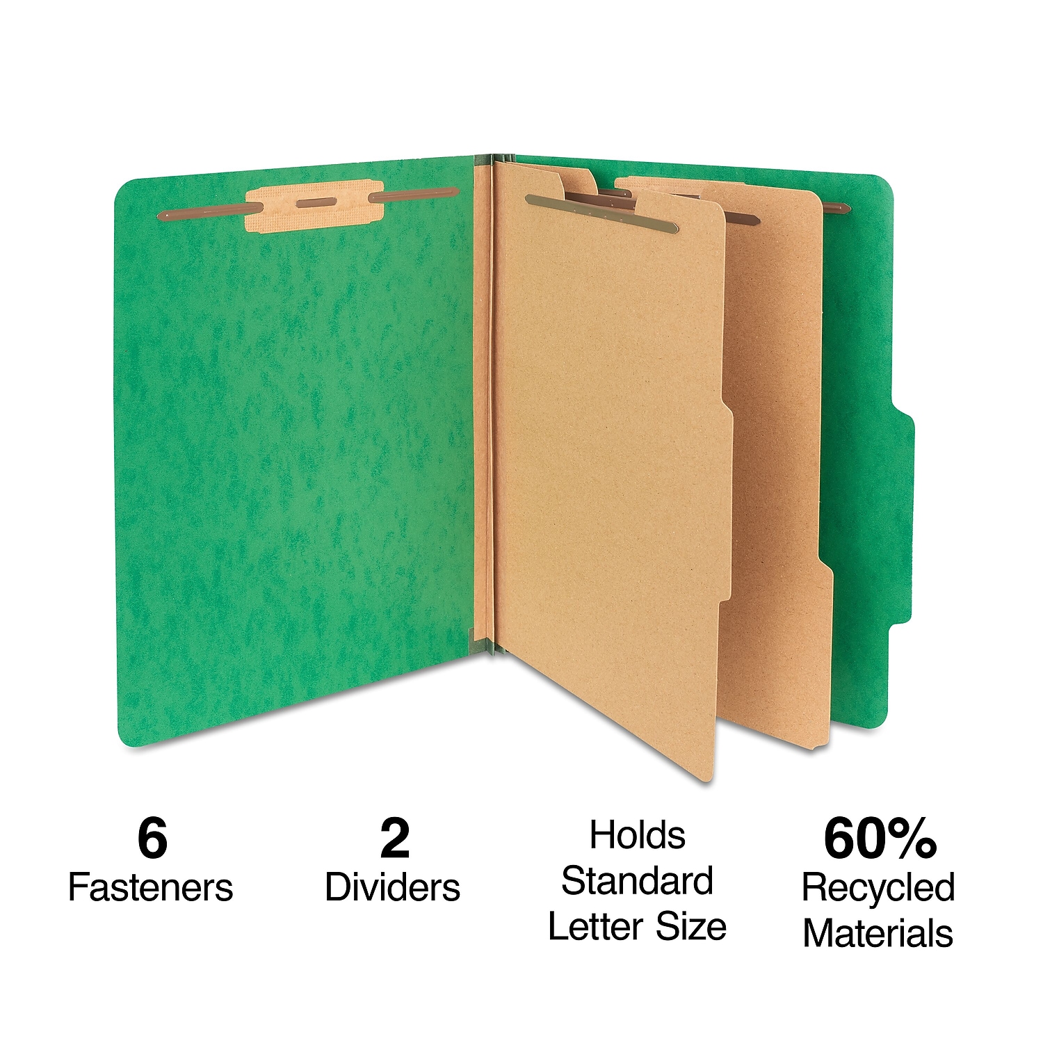Staples Moisture Resistant Classification Folder 2-Dividers 2.5" Expansion Letter Size Green