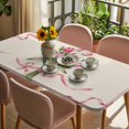 thumbnail image 3 of Pink Tulip Table Cloths for 4 Foot Rectangle Tables, Spring Floral Romantic Flowers Rustic Patio Waterproof Elastic Fitted Tablecloths, Washable Rectangular Table Cover for Camping, 3 of 8