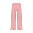 thumbnail image 5 of Plebaso Women's Summer Pants Elastic Waist Wide Leg Pants Womens Ruffle Hem Beach Trousers with Pockets, 5 of 6