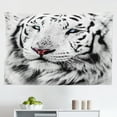 thumbnail image 1 of Safari Tapestry, White Tiger Wintertime Rare Animal Portrait Eyes Wildlife Environment, Fabric Wall Hanging Decor for Bedroom Living Room Dorm, 2 Sizes, Charcoal Grey Pale Grey, by Ambesonne, 1 of 1