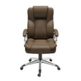 thumbnail image 2 of CorLiving Leon Faux Leather Upholstered Adjustable Height Lumbar Support Tilting Executive Adult Office Chair, Brown, 2 of 7